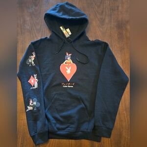 COLOR BARS x‎ PLAYBOY Aces Mens Black Hoodie Size Small NWT